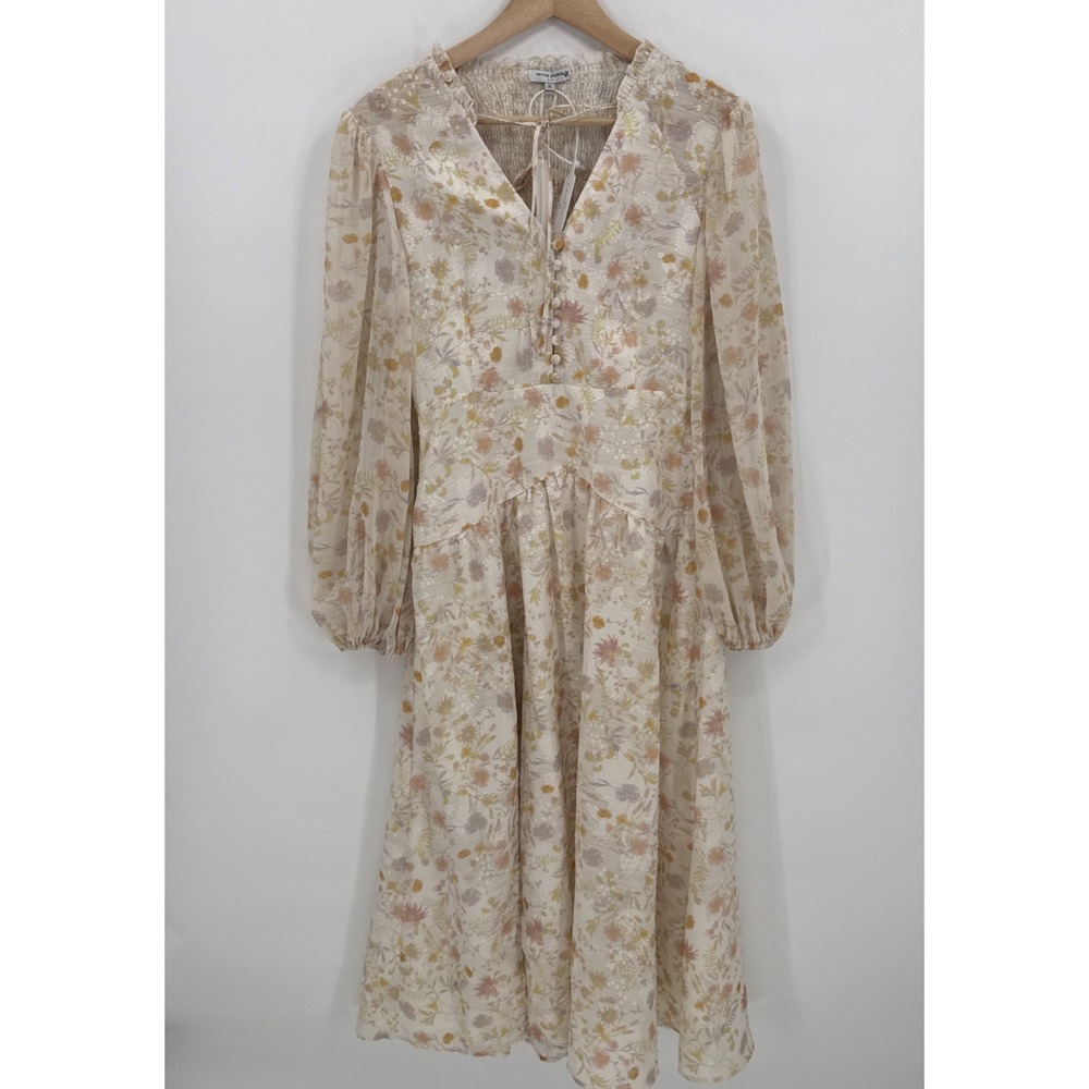 Petite Studio NYC Womens Floral Sheer Sleeve Cottage Dress Size XS Midi NEW - Picture 11 of 16